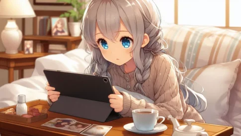 タブレットを使うお姉さんサムネイル
