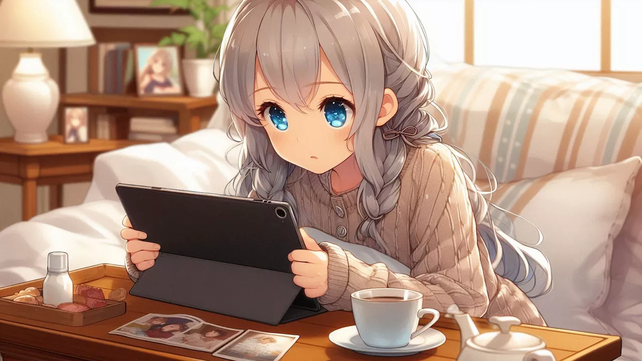 タブレットを使うお姉さんサムネイル